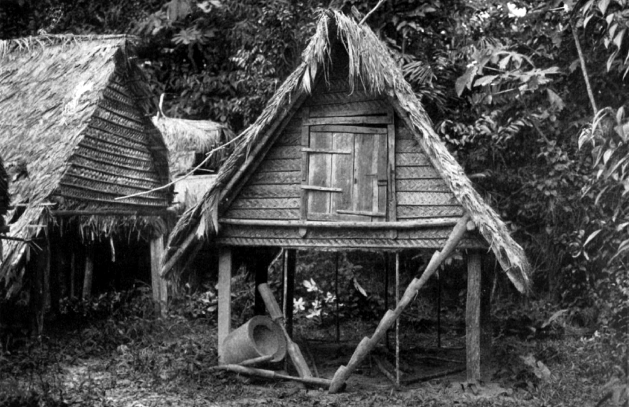 "Rice shed along the Upper Saramacca." Verslag van een rijs naar Hendriktop by Gonggrijp & Stahel (1923).